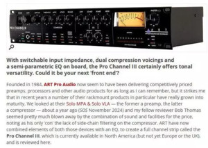 ART PRO CHANNEL III - recenzja w magazynie Sound on Sound